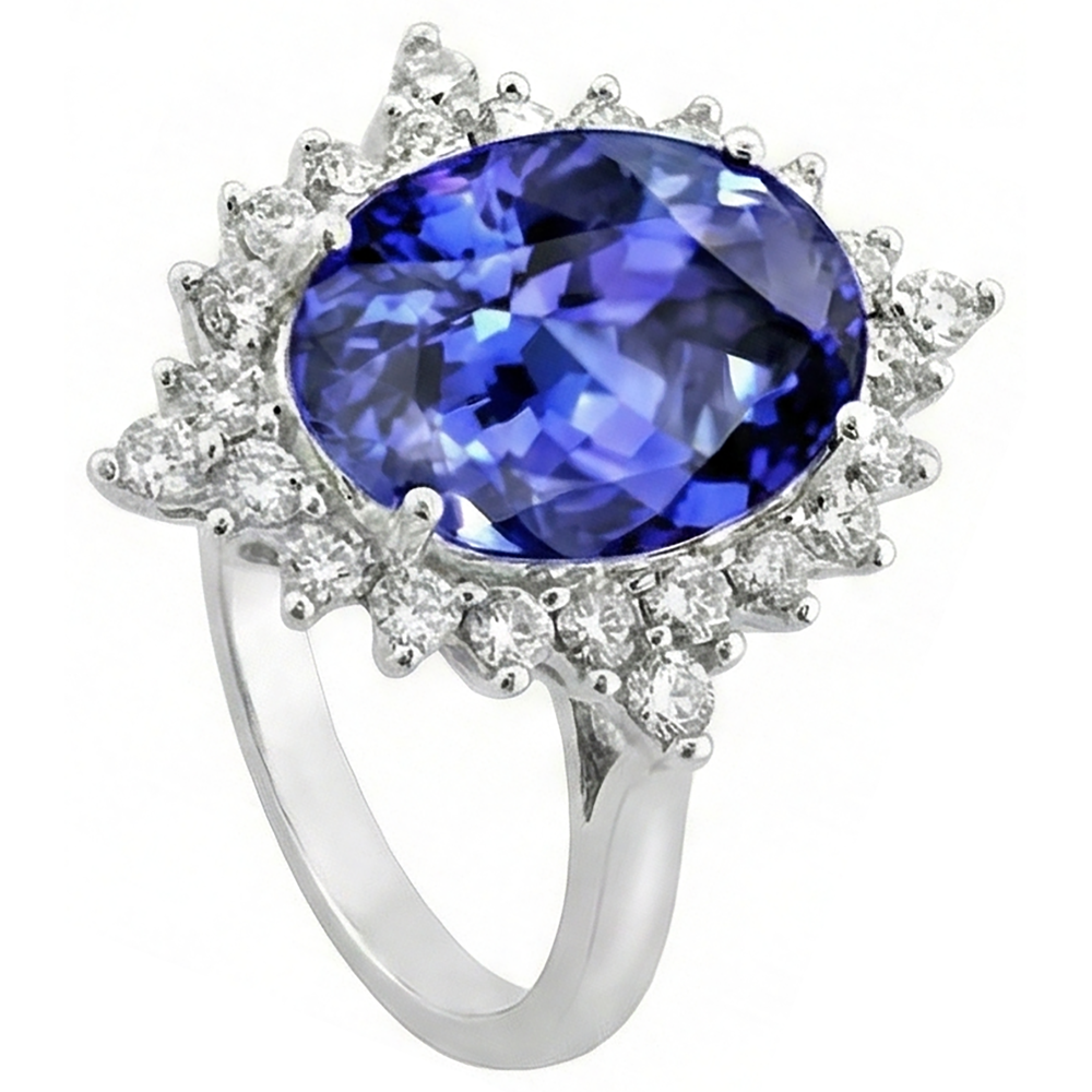 Tanzanite Oval Natural Earth Mined Diamond ( Not Lab Grown )  Engagement Ring 8.50 Carat Gemstone Jewelry New