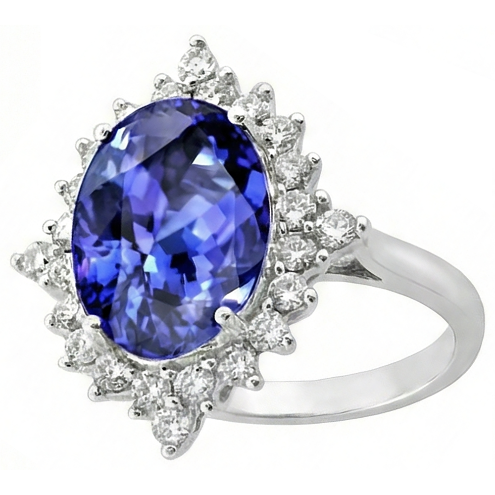 Tanzanite Oval Natural Earth Mined Diamond ( Not Lab Grown )  Engagement Ring 8.50 Carat Gemstone Jewelry New