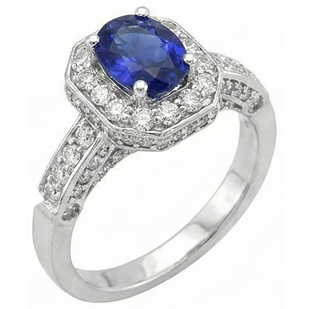 Tanzanite Oval & Round Natural Earth Mined Diamond ( Not Lab Grown ) s 3.61 Carat Ring White Gold 14K