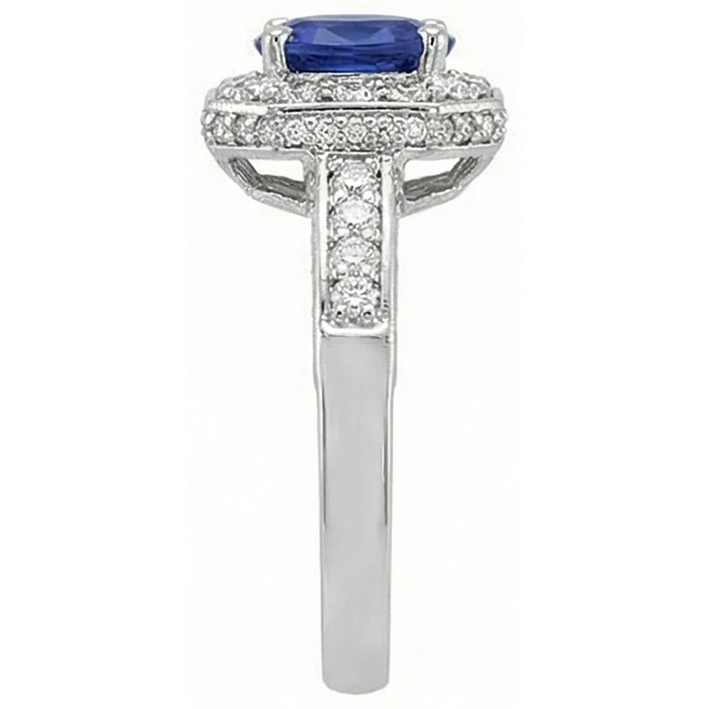 Tanzanite Oval & Round Natural Earth Mined Diamond ( Not Lab Grown ) s 3.61 Carat Ring White Gold 14K