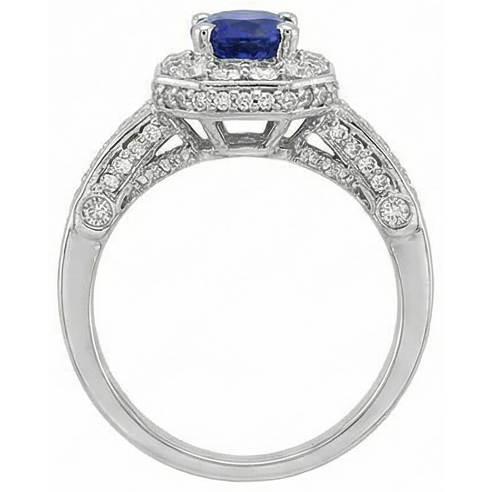 Tanzanite Oval & Round Natural Earth Mined Diamond ( Not Lab Grown ) s 3.61 Carat Ring White Gold 14K