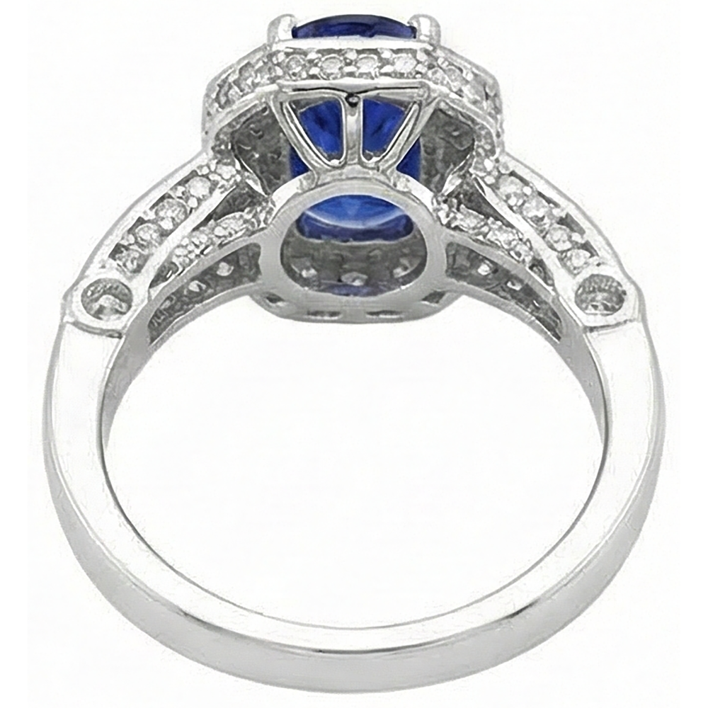 Tanzanite Oval & Round Natural Earth Mined Diamond ( Not Lab Grown ) s 3.61 Carat Ring White Gold 14K