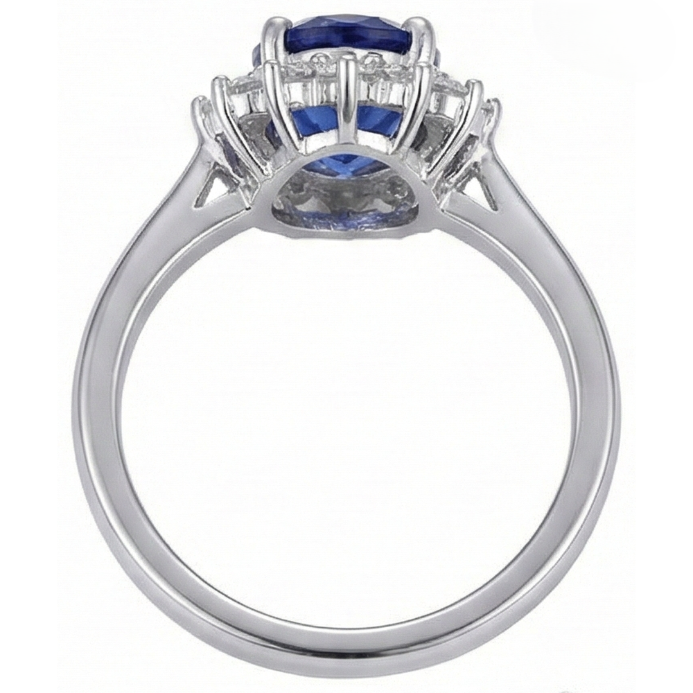 Tanzanite Ring With Natural Earth Mined Diamond ( Not Lab Grown ) White Gold 4.5 Ct Gemstone Jewelry