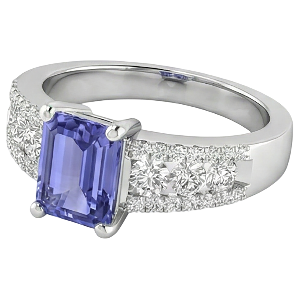 Tanzanite With Natural Earth Mined Diamond ( Not Lab Grown )s 15.50 Carats Wedding Ring Gold White 14K New