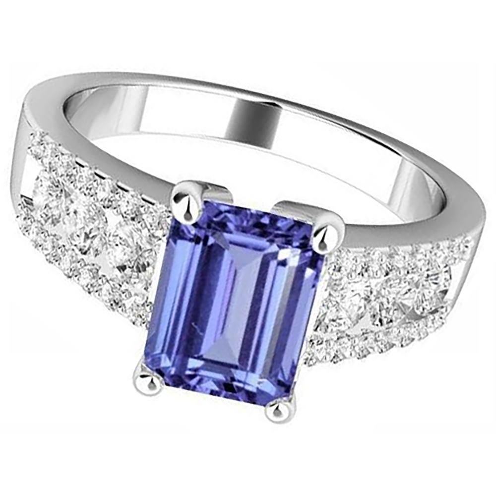 Tanzanite With Natural Earth Mined Diamond ( Not Lab Grown )s 15.50 Carats Wedding Ring Gold White 14K New