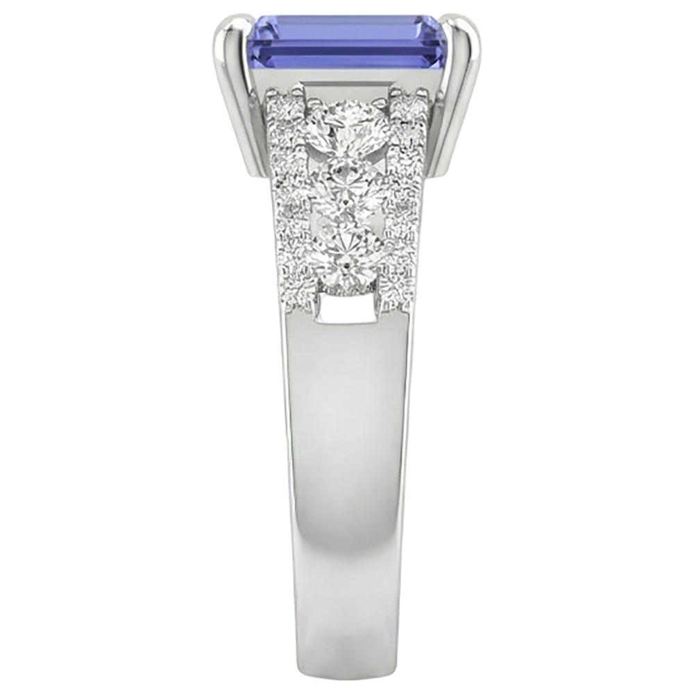 Tanzanite With Natural Earth Mined Diamond ( Not Lab Grown )s 15.50 Carats Wedding Ring Gold White 14K New