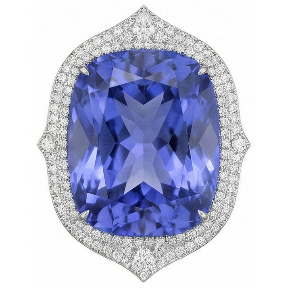 natural round tanzanite 23.75ct ring side angle