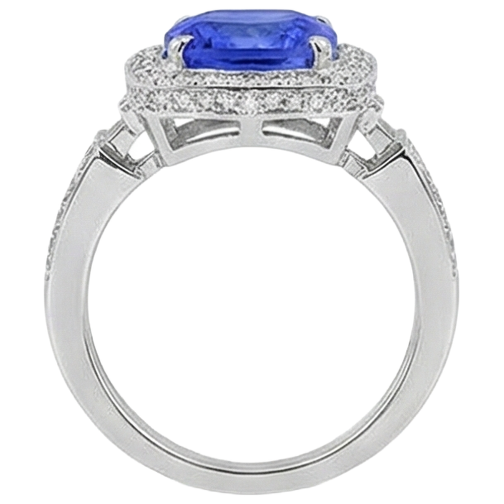 natural round tanzanite 5.40ct ring band detail
