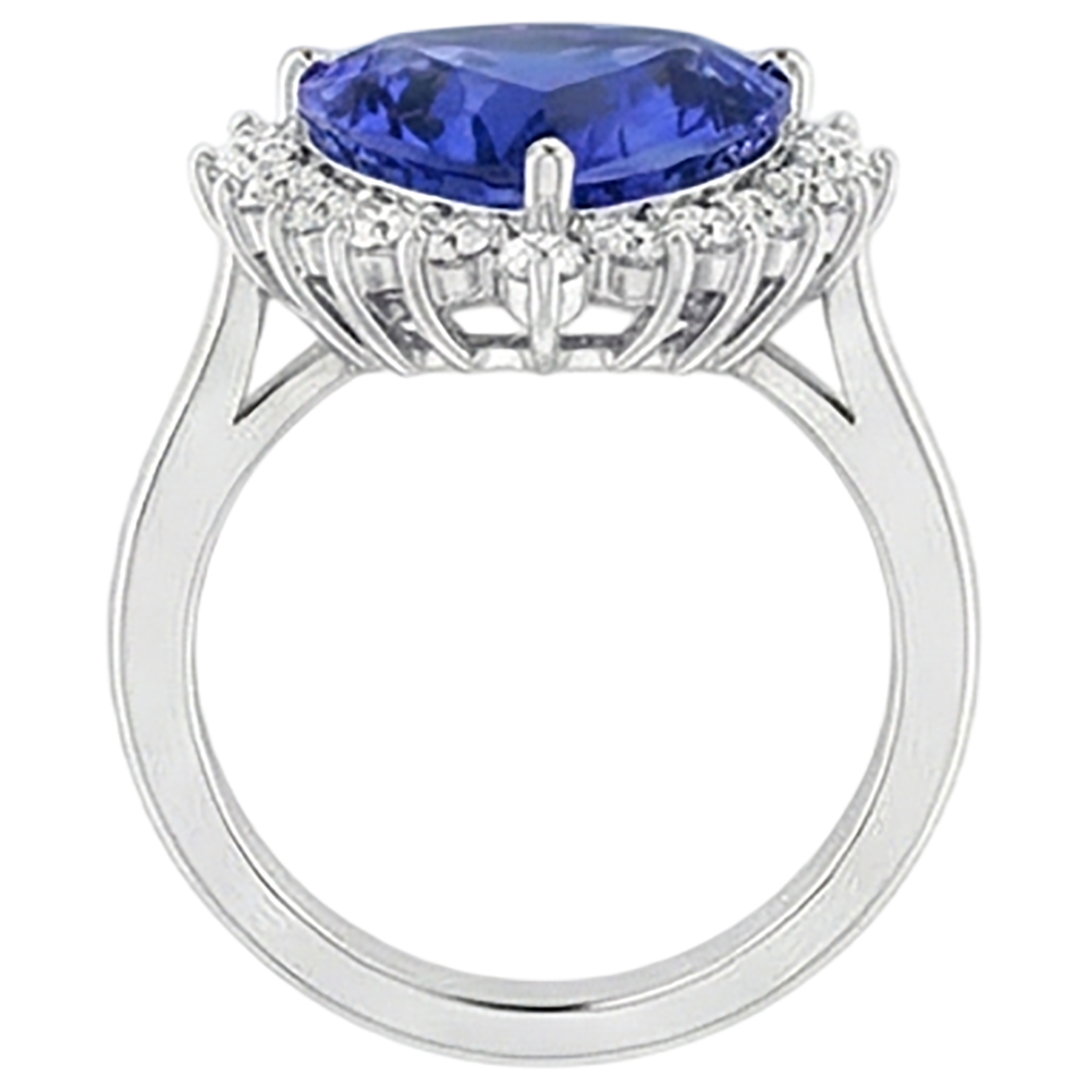Tanzanite & Round Natural Earth Mined Diamond ( Not Lab Grown ) s 4.60 Carat Ring White Gold 14K