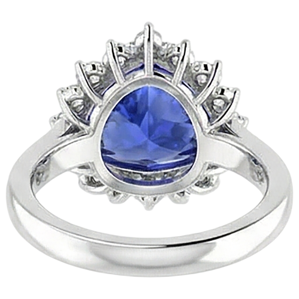 Tanzanite & Round Natural Earth Mined Diamond ( Not Lab Grown ) s 4.60 Carat Ring White Gold 14K