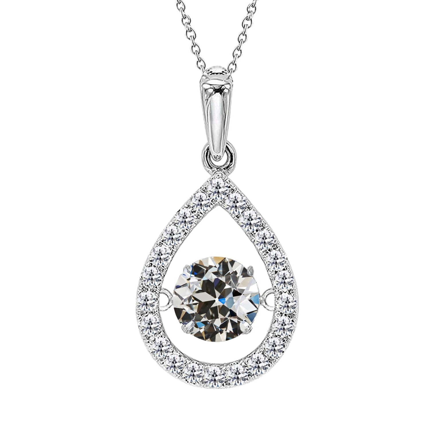 Earth-Mined Brilliant Diamond Pendant 1.50 ct 14K White Gold – main view