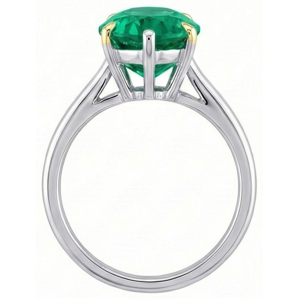 Premium Fine Emerald Colored Stone Ring 3 ct – top view