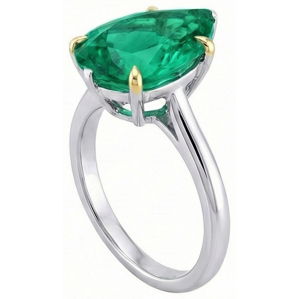 Genuine Fine Emerald Colored Stone Ring – angle view