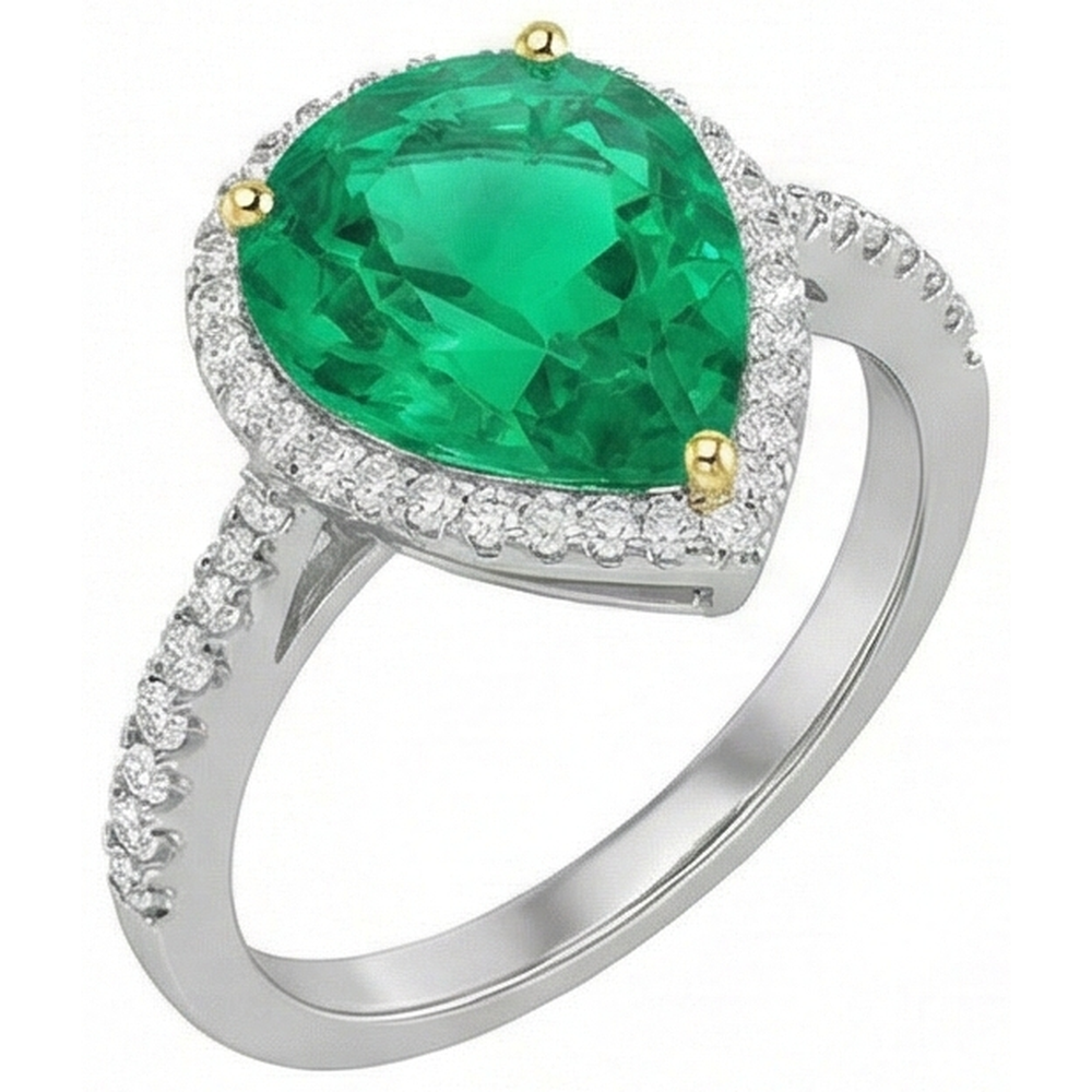 Authentic Fine Emerald Gemstone Ring – side view
