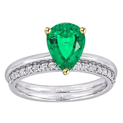 Colombian Emerald Pavé Engagement Ring 1.50 ct in 14 Karat Two