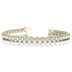 Tennis Bracelet 14K YG Round Cut Natural Diamonds Bezel Set 16.75 Carats