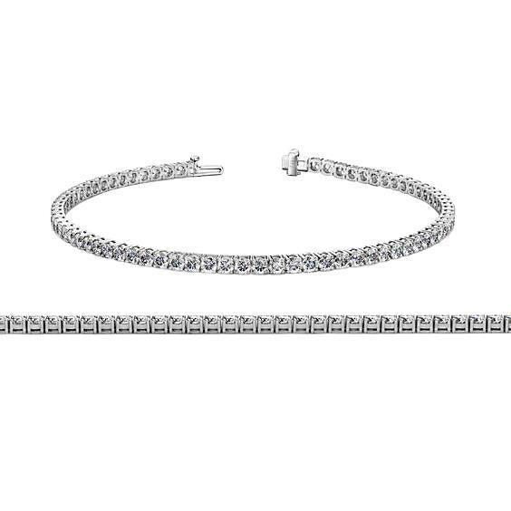 Tennis Bracelet 5 Carats Round Cut Genuine Diamonds Gold White 14K Jewelry