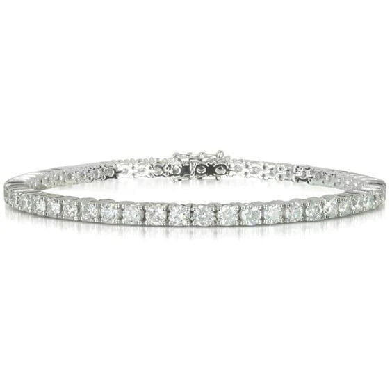 Tennis Bracelet 6 Carats Round Brilliant Real Diamonds Prong Setting