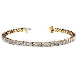 Tennis Bracelet 7 Ct Real Sparkling Round Cut Diamond Yellow Gold