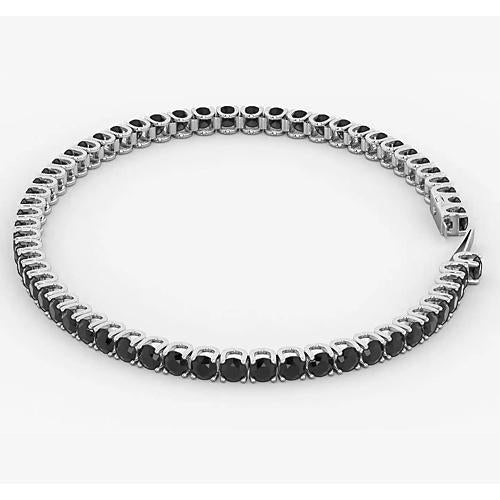 Tennis Bracelet Black Real Diamond 5.90 Carats White Gold 14K 