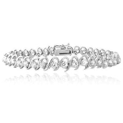 Tennis Bracelet Solid White Gold 14K 3.80 Carats Round Natural Diamond S Link