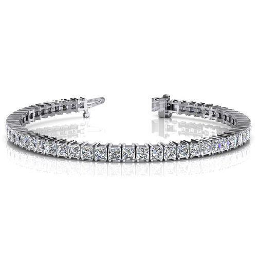 Tennis Bracelet Wg 14K Princess Cut Sparkling 11 Carats Real Diamonds