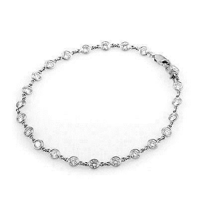 Tennis Bracelet White Gold 14K Round Natural Diamond By The Yard 3 Ct