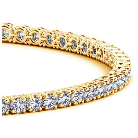 Tennis Women Bracelet Yellow Gold 14K 10.50 Carats Round Genuine Diamonds