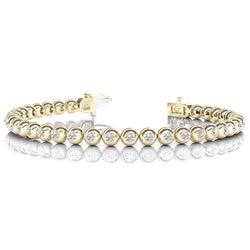Tennis Bracelet 14K YG Round Cut Lab Grown Diamonds Bezel Set 16.75 Carats