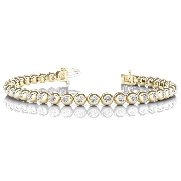 Tennis Bracelet 14K YG Round Cut Lab Grown Diamonds Bezel Set 16.75 Carats