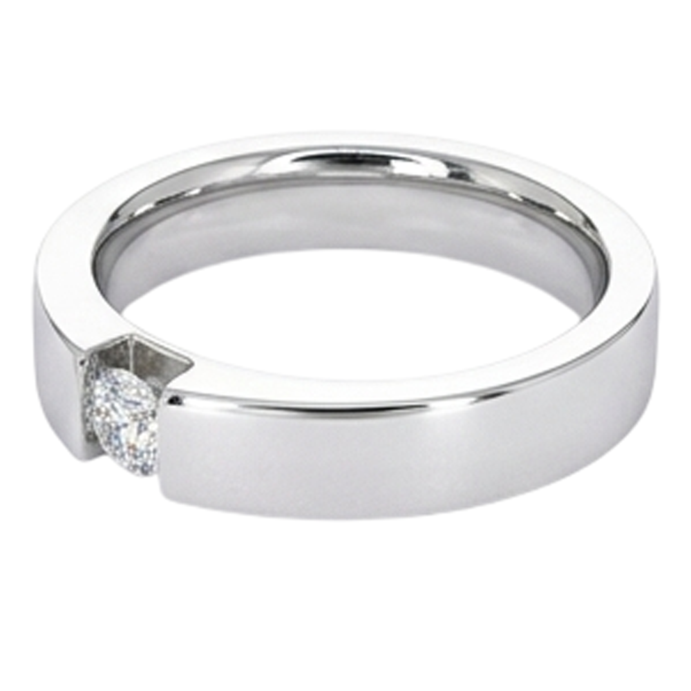 Tension Set Round Natural Earth Mined Diamond ( Not Lab Grown ) Promise Men's Ring 0.50 Carats Jewelry