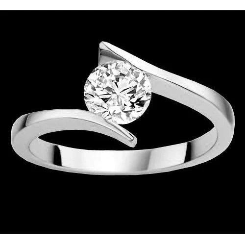 Tension Style Real Diamond Solitaire 2 Carats Engagement Ring 