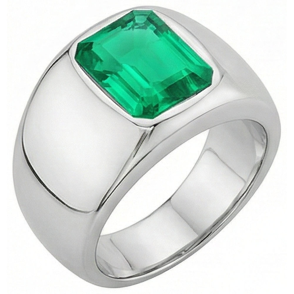 Artisan Fine Emerald Colored Stone Ring 2 ct – front view