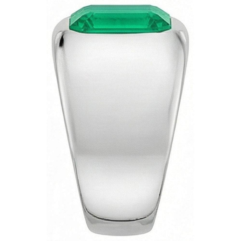 Fine Emerald Emerald Cut Colored Stone Ring in 14K White Gold – back view