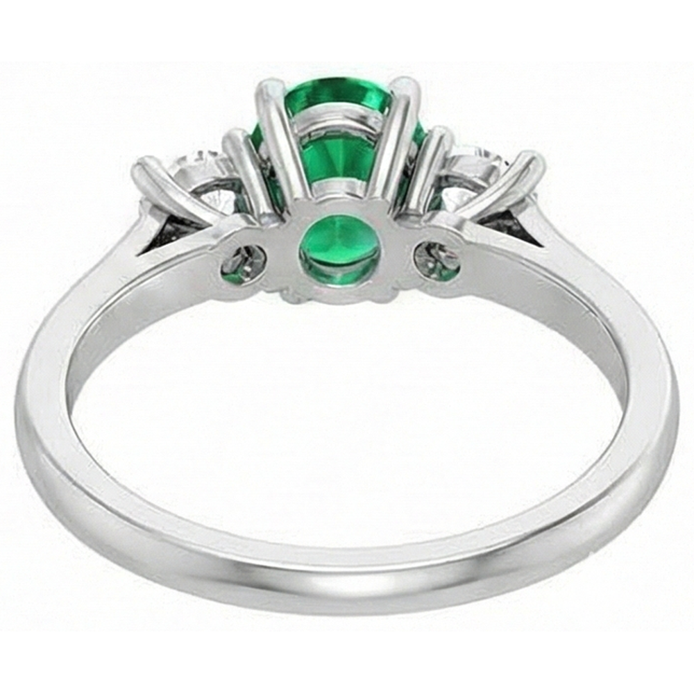 natural round emerald 10.50ct ring on white background