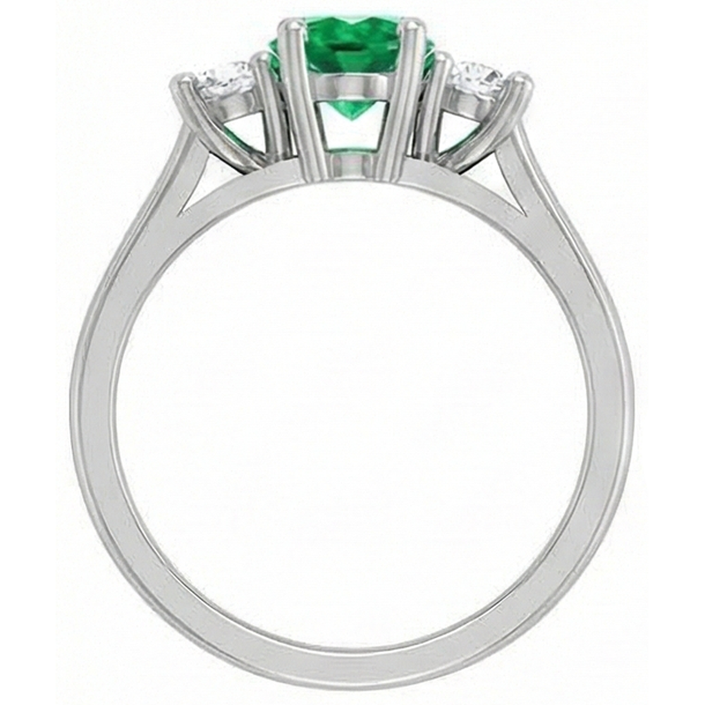 natural round emerald 10.50ct ring profile view