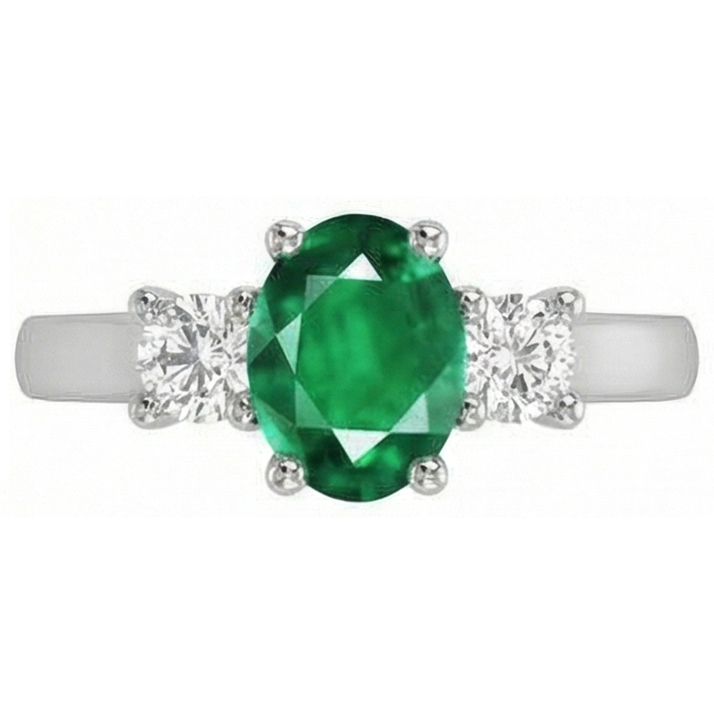 natural round emerald 10.50ct ring close up detail
