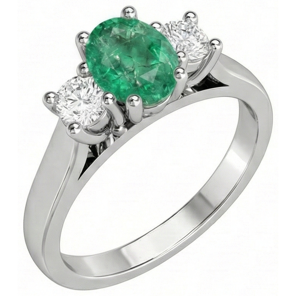 natural round emerald 3.30ct ring top view