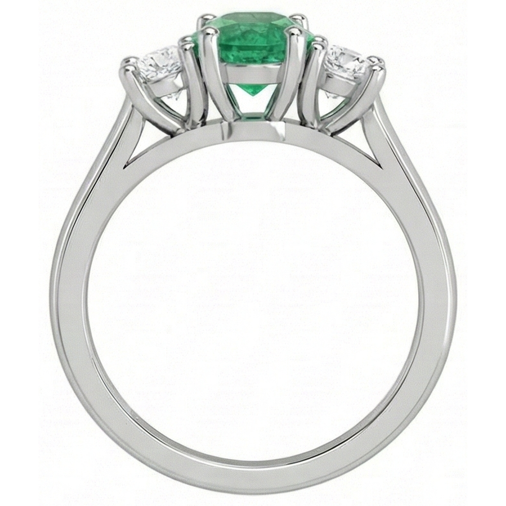 natural round emerald 3.30ct ring profile view