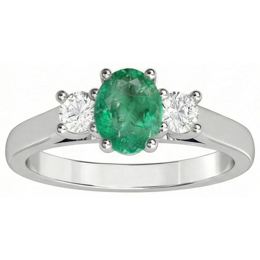 natural round emerald 3.30ct ring side angle