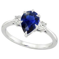 Natural Sapphire Ring 3ct - White Gold 14K