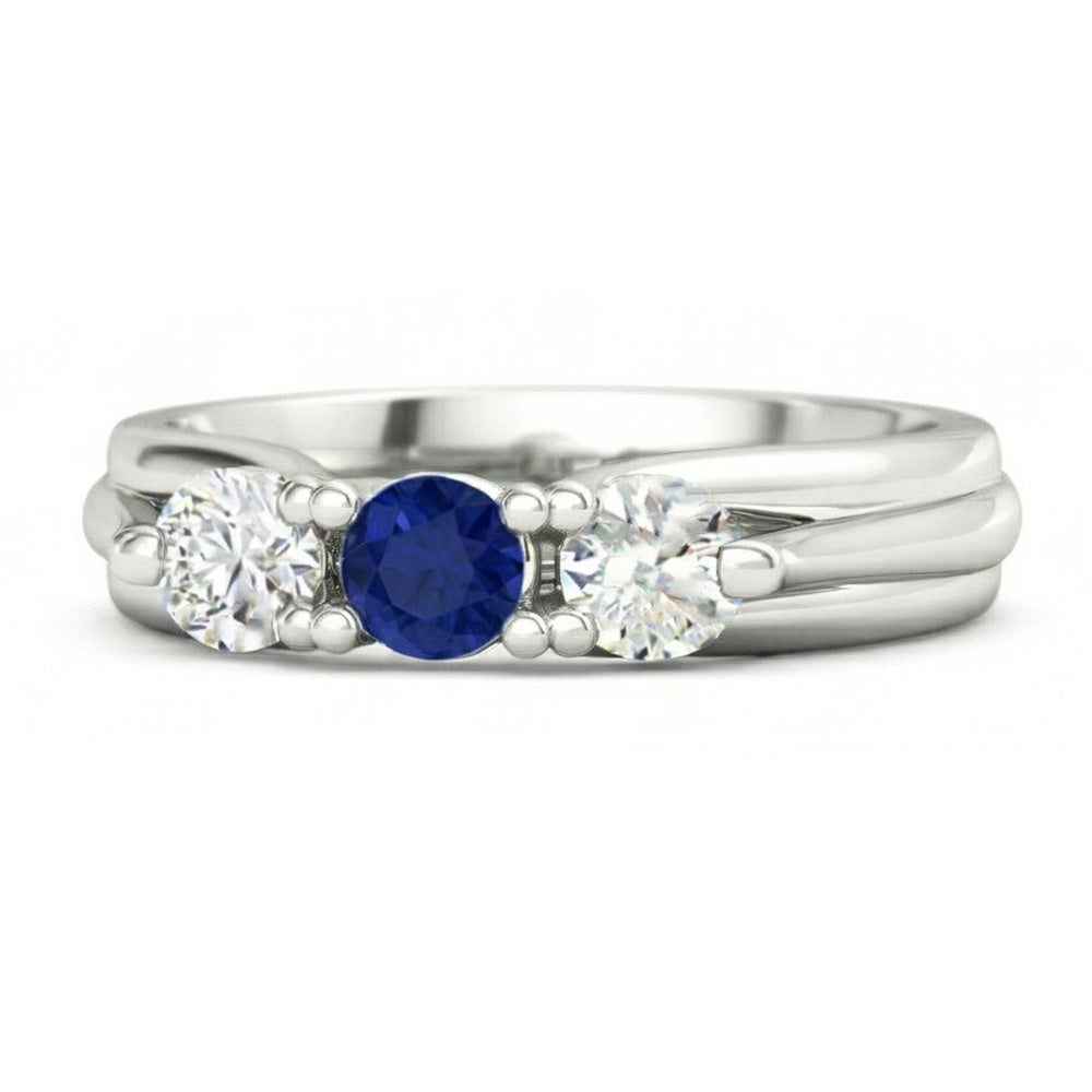natural round sapphire 1ct ring side angle