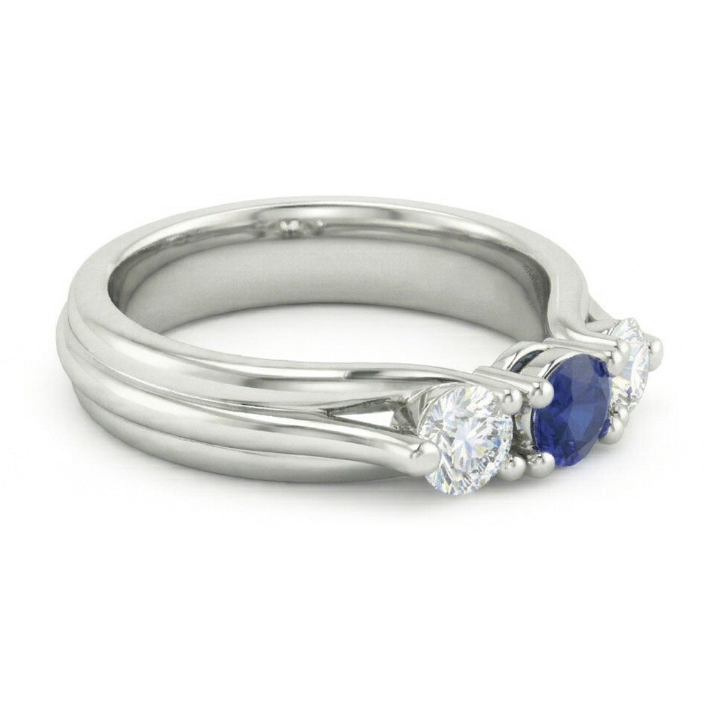 natural round sapphire 1ct ring close up detail