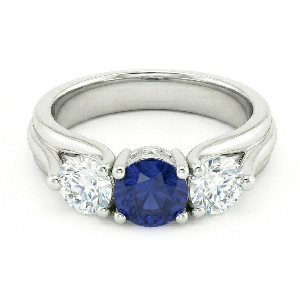 natural round sapphire 1ct ring top view