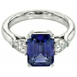 Natural Sapphire Ring 3.50ct - White Gold 14K