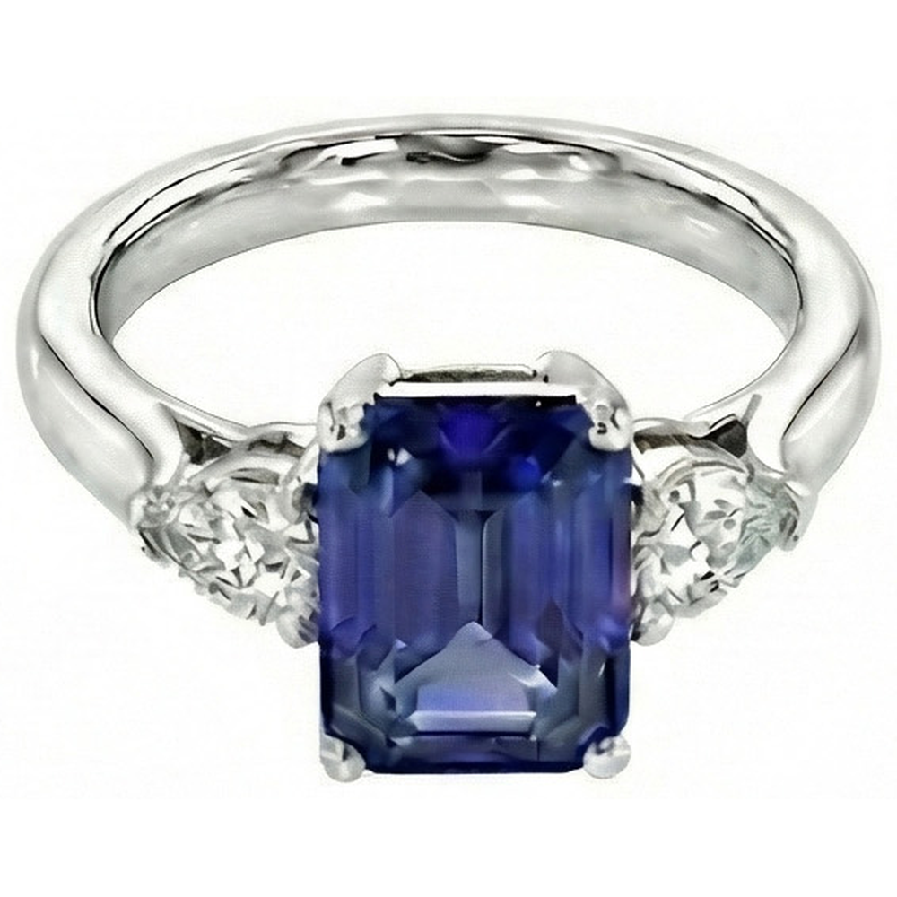 natural emerald sapphire 3.50ct ring front view