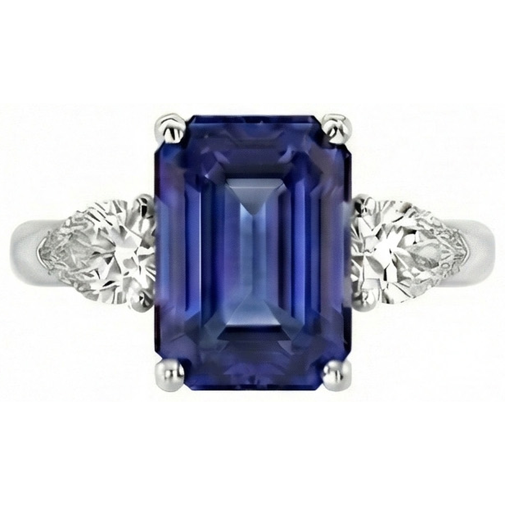 natural emerald sapphire 3.50ct ring side angle