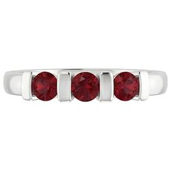 Three Stone Burma Ruby Ring 0.90 Carats Bar Setting Jewelry New