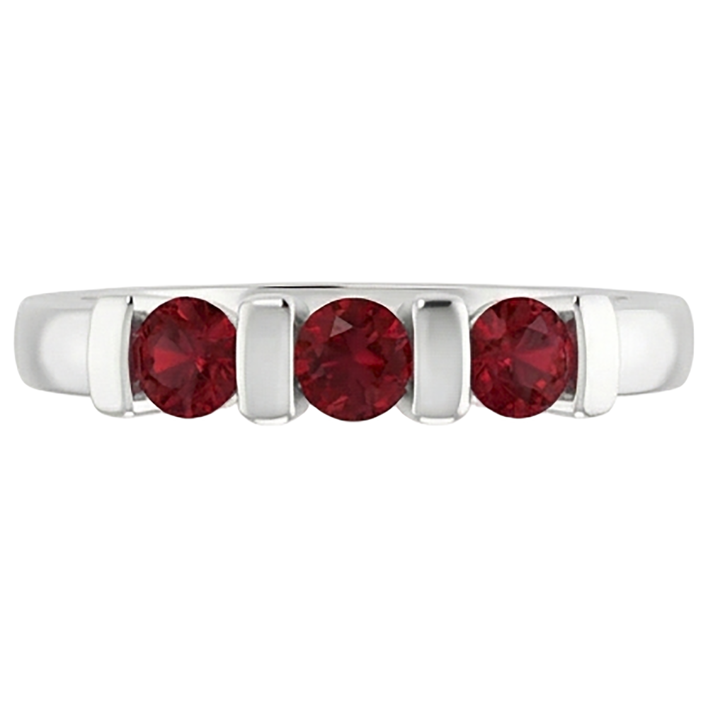 Three Stone Burma Ruby Ring 0.90 Carats Bar Setting Jewelry New