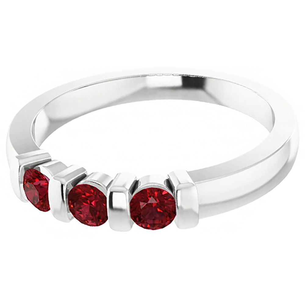 Three Stone Burma Ruby Ring 0.90 Carats Bar Setting Jewelry New